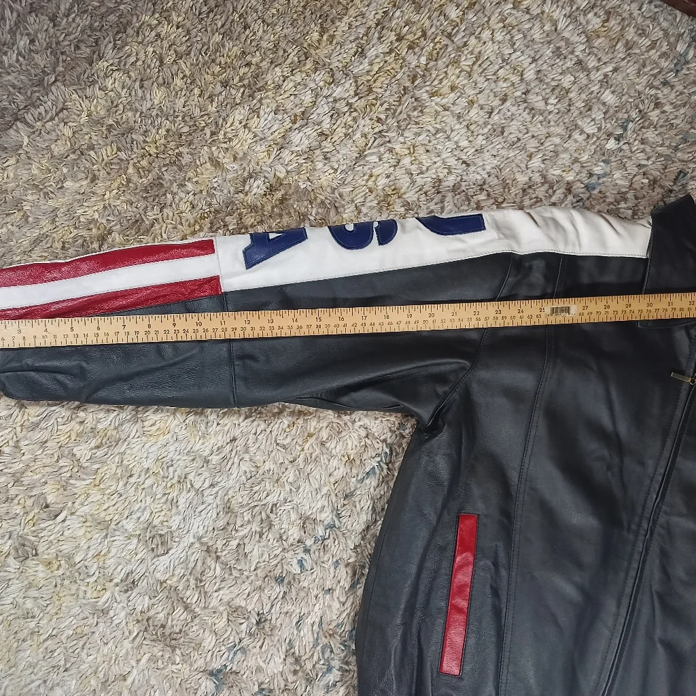 Vintage USA American Flag Leather Jacket - Picture 12 of 12